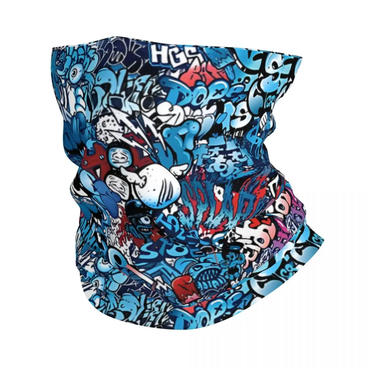 Blue Graffiti Urban Scarf Neckerchief Neck Face Mask Polyester