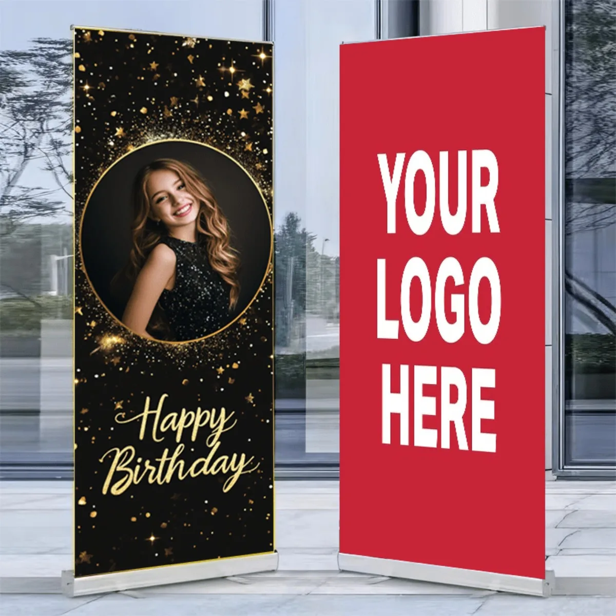 23.62x62.99inch Roll Up Banner Advertising Display Retractable Pull Up Stand for Business Promotion Trade Show