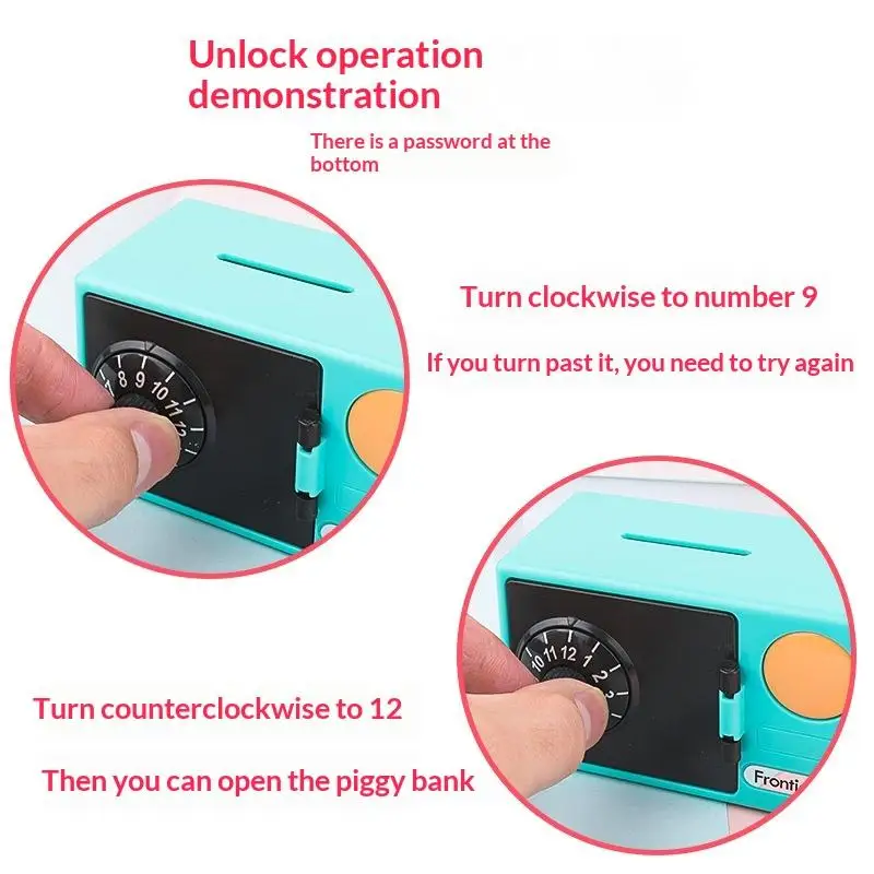 Mini caja de ahorros ATM con contraseña, caja de ahorro de dinero digital protegida para niños con depósito de monedas y efectivo, 1 unidad