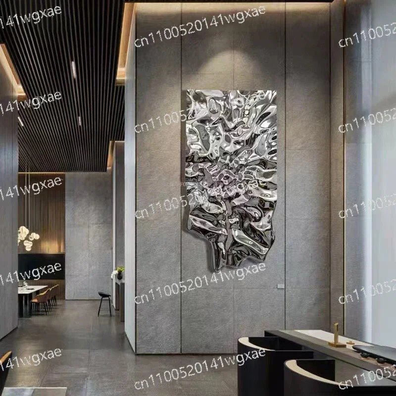Luxury Stainless Steel Gradient Water Ripple Wall Art Hanging Decoration Designer Home Decor Living Room Background Mural Custom