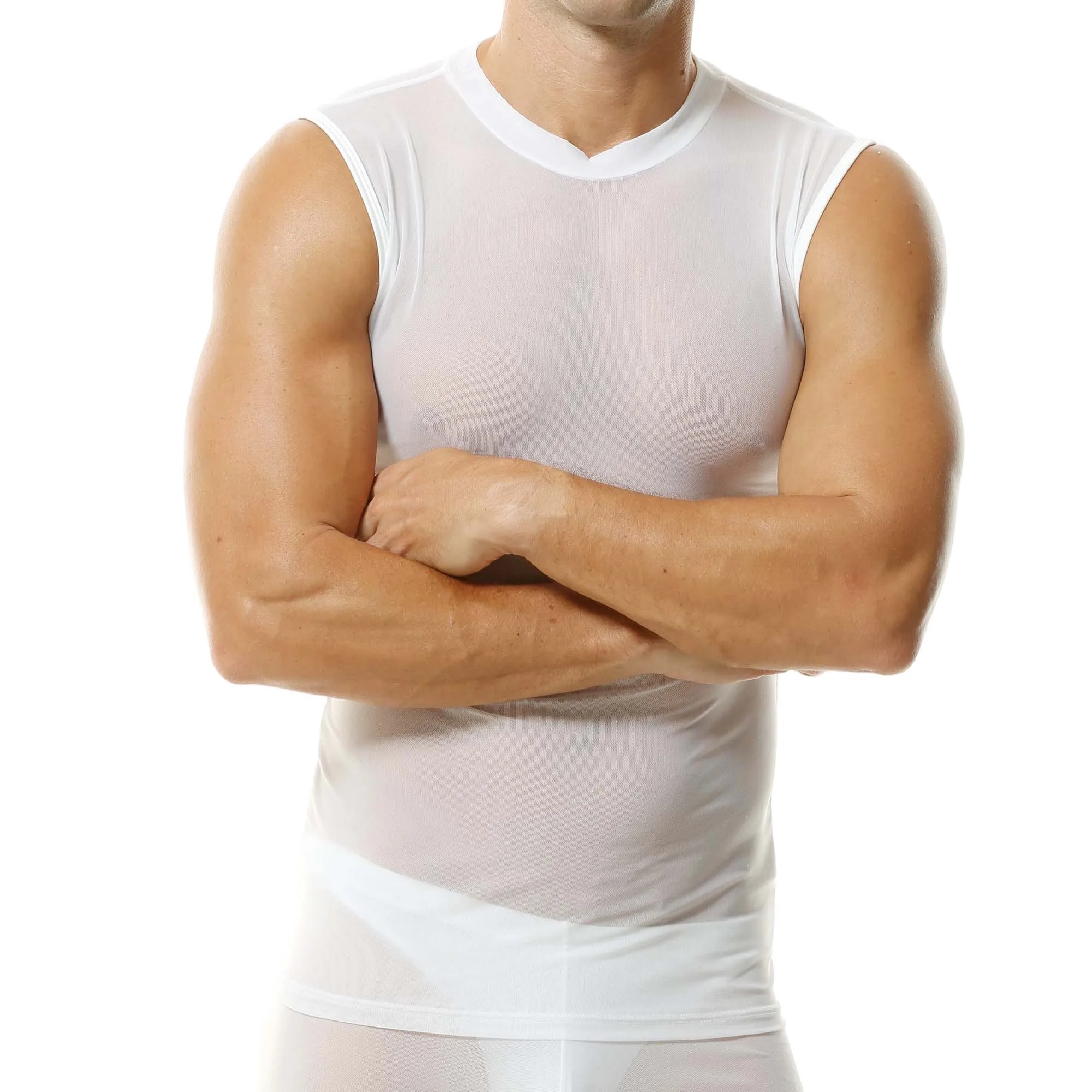 Mens Sleeveless See‑Through Sport Muscle Vest Mesh Breathable Stretchy Solid Color Tank Top Daily Basic Home Lounge Undershirts
