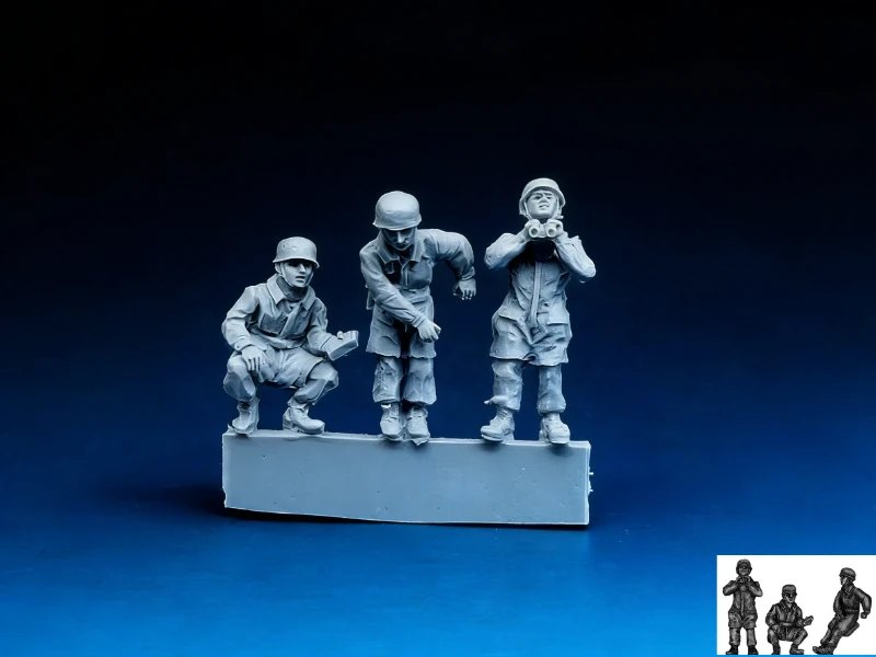 

1/72 Scale Diecast Resin Figure Model Kit German Paratrooper 2.0cm Flak Crew 3 Figures Unpainted