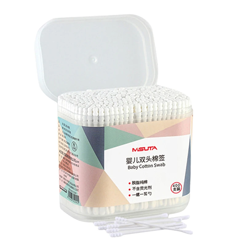 400 Pcs Fine Paper Stick Double Screw Cotton Swab Baby Safety Cotton Buds Baby Clean Ears Health Tampons Paper Sticks