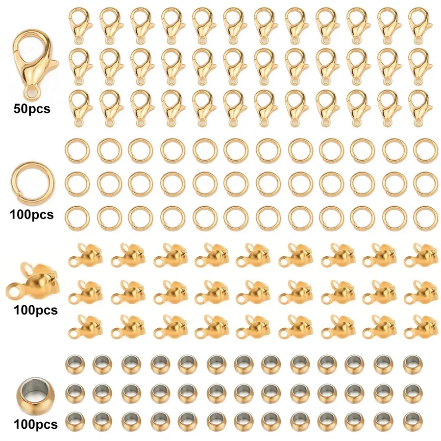 Golden Color  Jewelry Making Materials Box Lobster Clasp Open jump rings Set For Handmade Findings DIY Bracelets Accessories