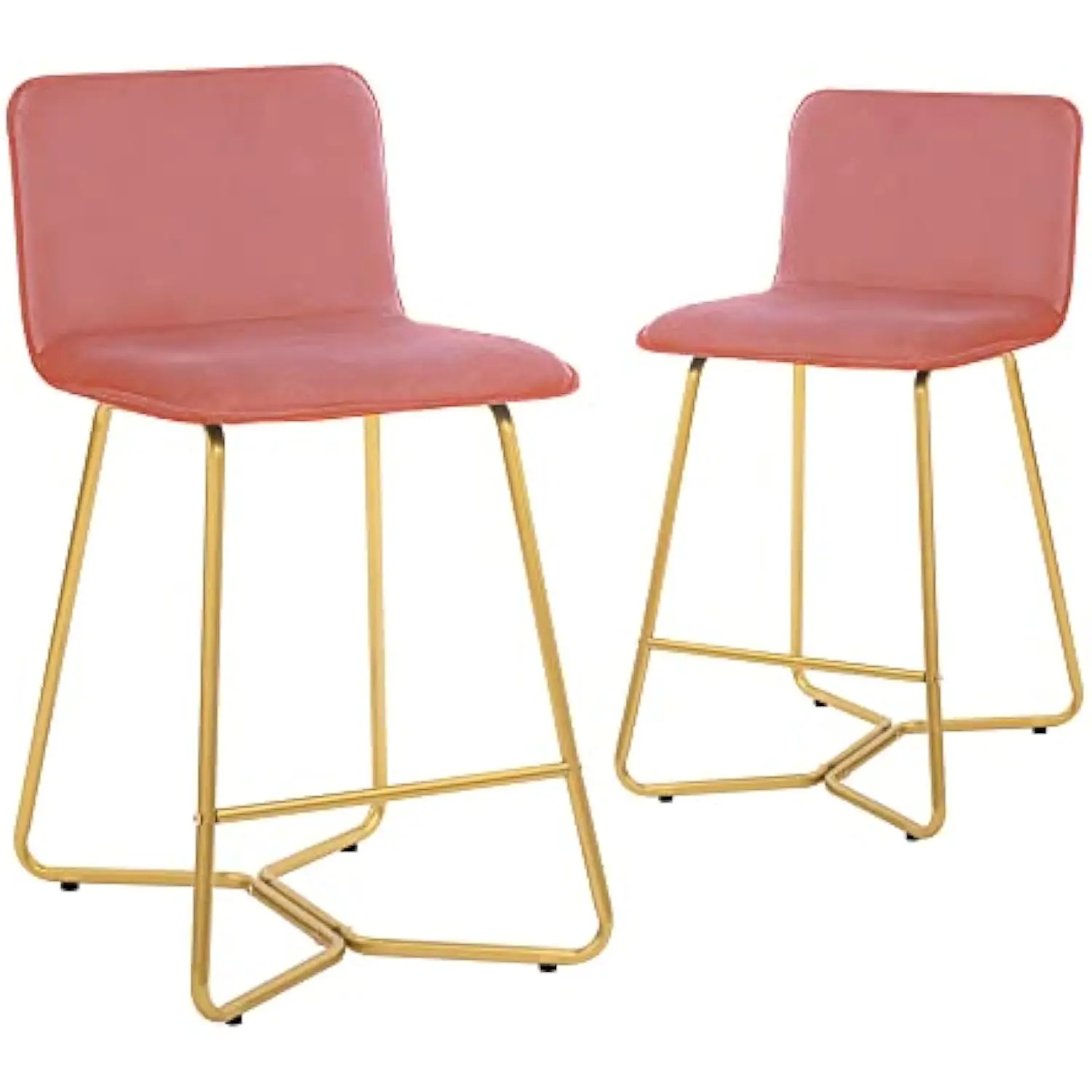 

Homestripe Upholstered Counter Stool Chair with Polished Gold Metal Frame, Set of 2, Pink