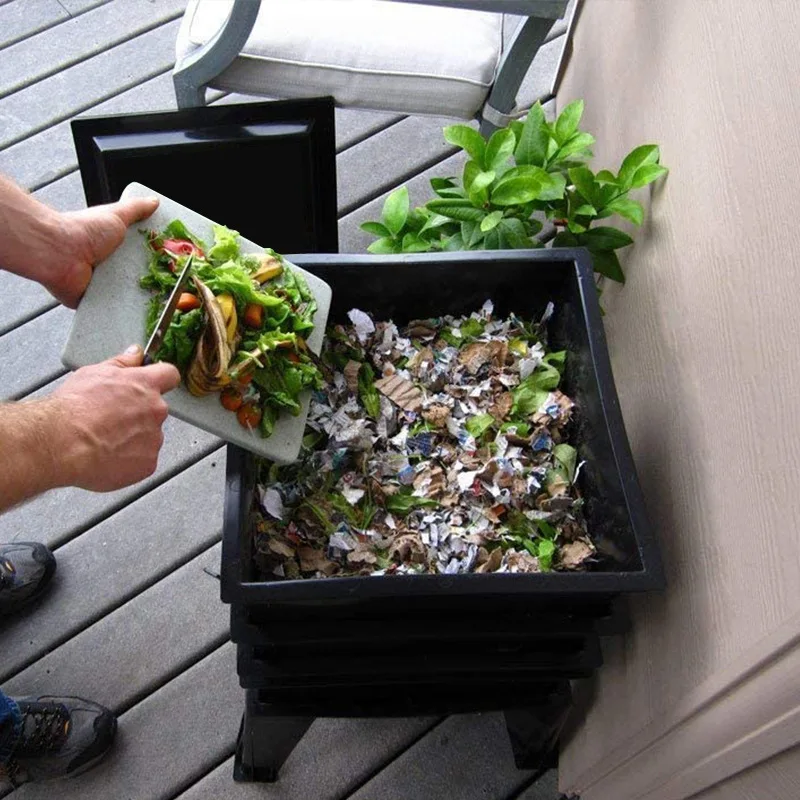 Earthworm compost box tower food waste homemade fertilizer worm breeding box environmentally friendly compost green plants