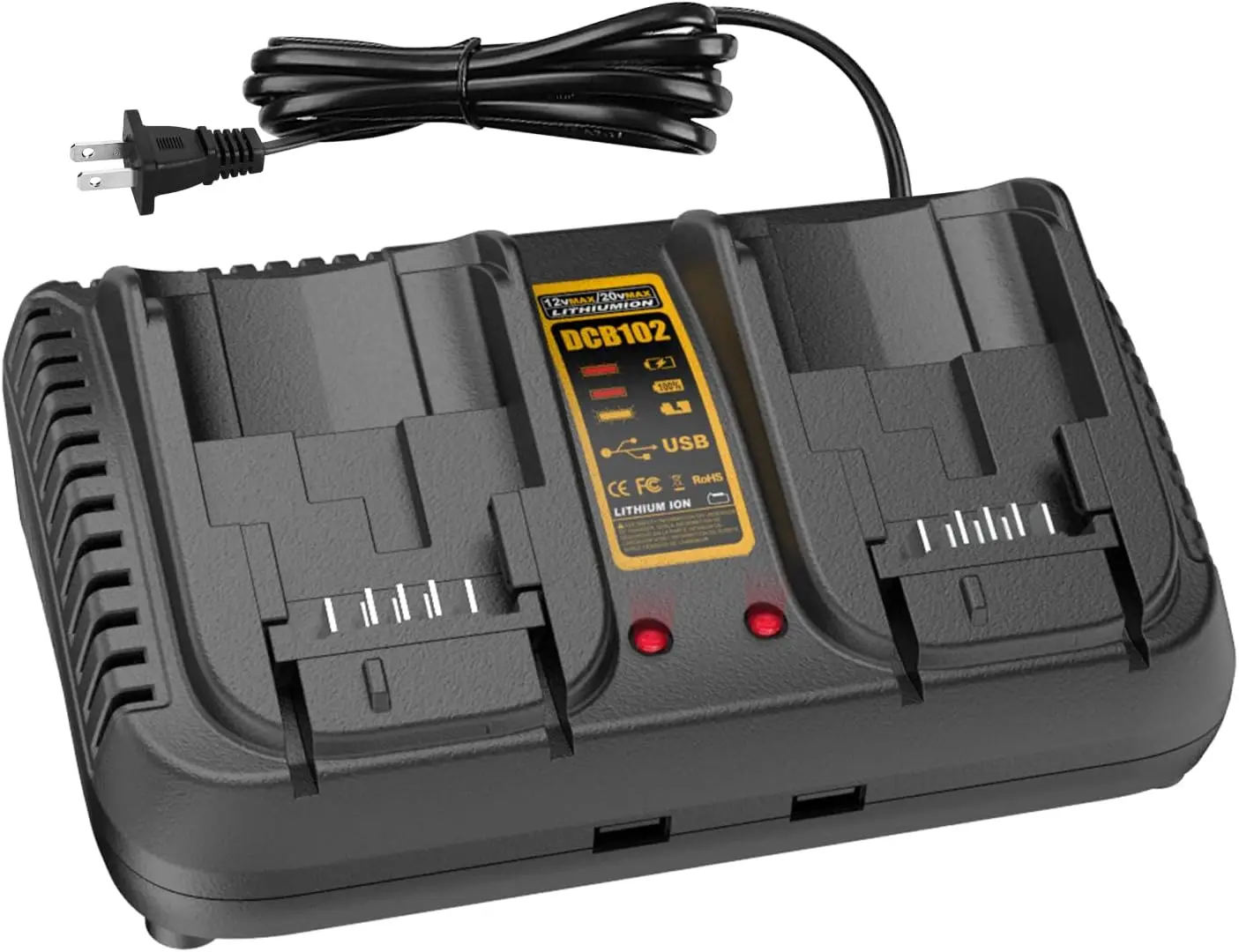 

Двойное зарядное устройство для Dewalt DCB200, зарядное устройство DCB107 DCB105 DCB112 DCB115 DCB102 DCB1106 DCB201 DCB203 DCB204 DCB205 DCB206