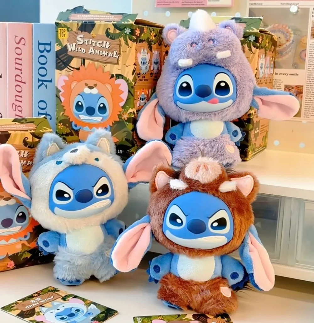 

Genuine Stitch Wild Animal Series Blind Box Vinyl Plush Pendants Toys Cute Cartoon Figure Dolls Bag Pendant Mystery Box Gifts