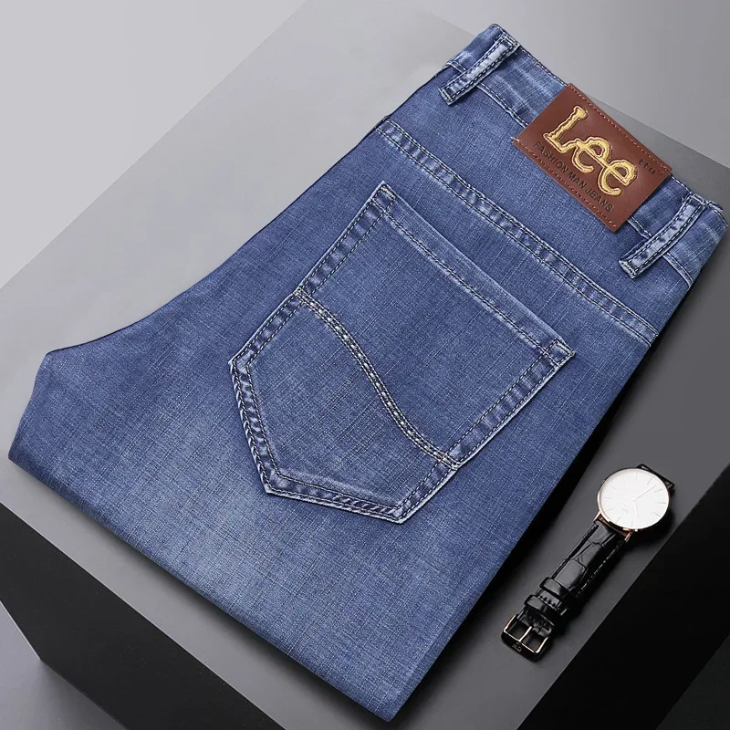 LEE Le High-end Blue Light Business Jeans for Men Elastic Slims Smooths Your