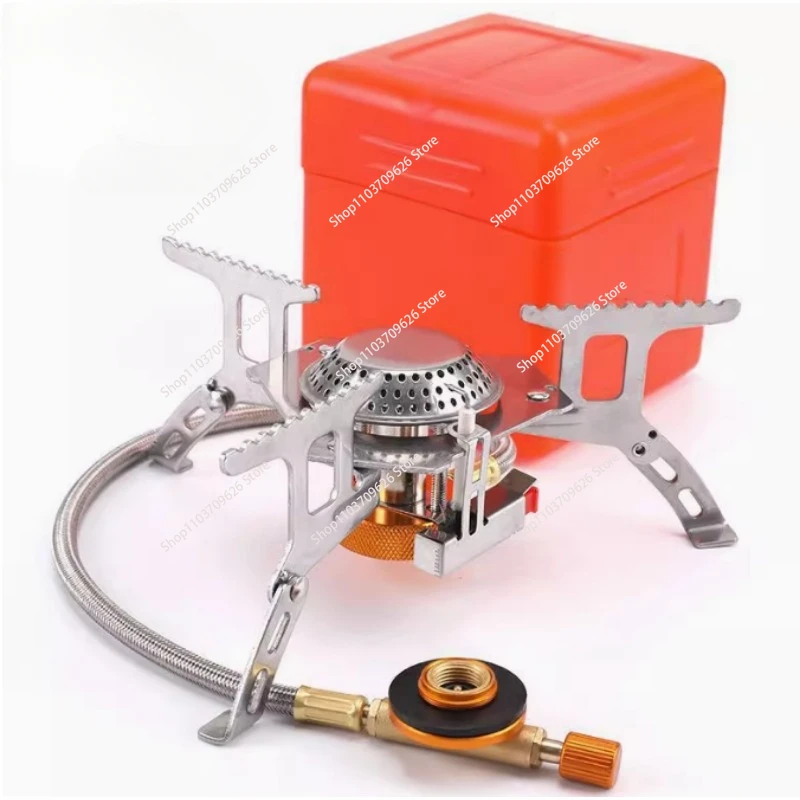 Outdoor Camping Folding Gas Stove Picnic Portable Ultra Light Electronic Ignition Stove Strong Fire Windproof Stove with Adapter