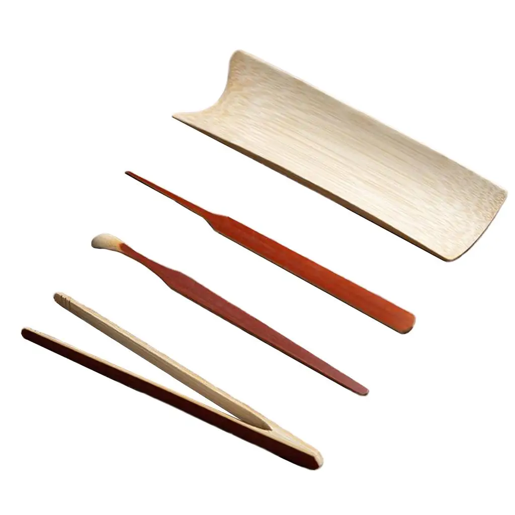 Tea Accessory Bamboo Tea Spoon Clip Tea Ceremony Utensil Set