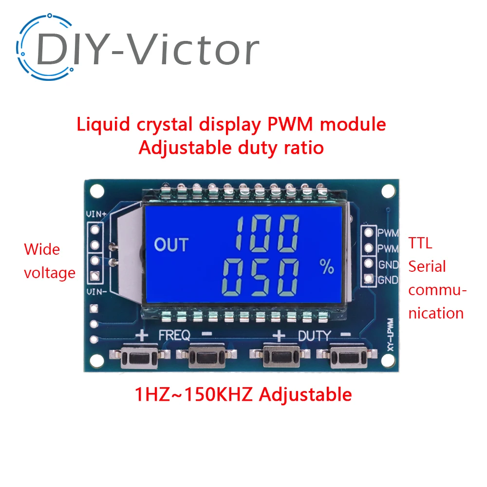 1Hz-150Khz Signal Generator Module Adjustable PWM Pulse Frequency Function Duty Cycle TTL LCD Display 5V DC 12V 24V