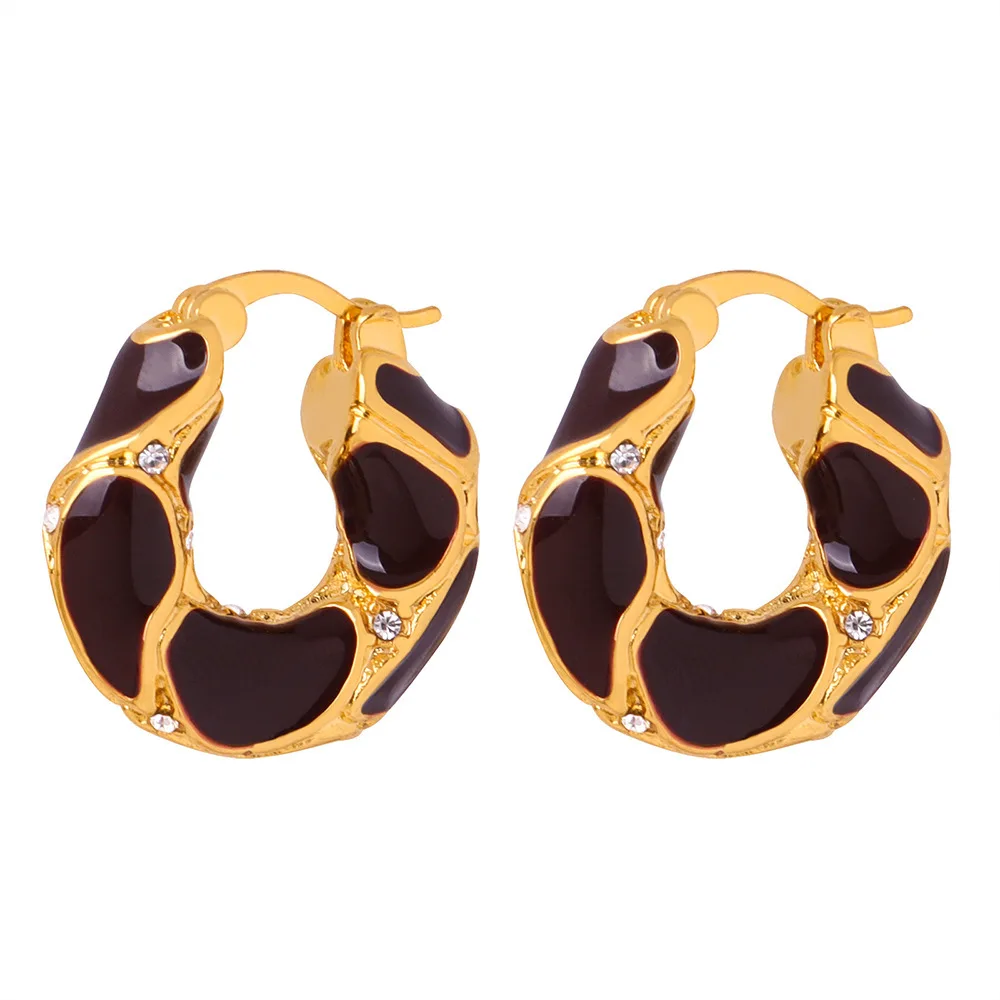 

Women's Earrings Irregular Glazed U-shaped Maillard Stainless Steel Fashion Versatile Jewelry Accessories