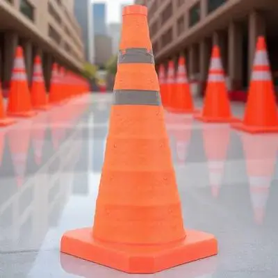 

Bright Visible Long Distance Orange Traffic Safety Cone Foldable Space Saving Stable Base for Emergency Schools Road Work