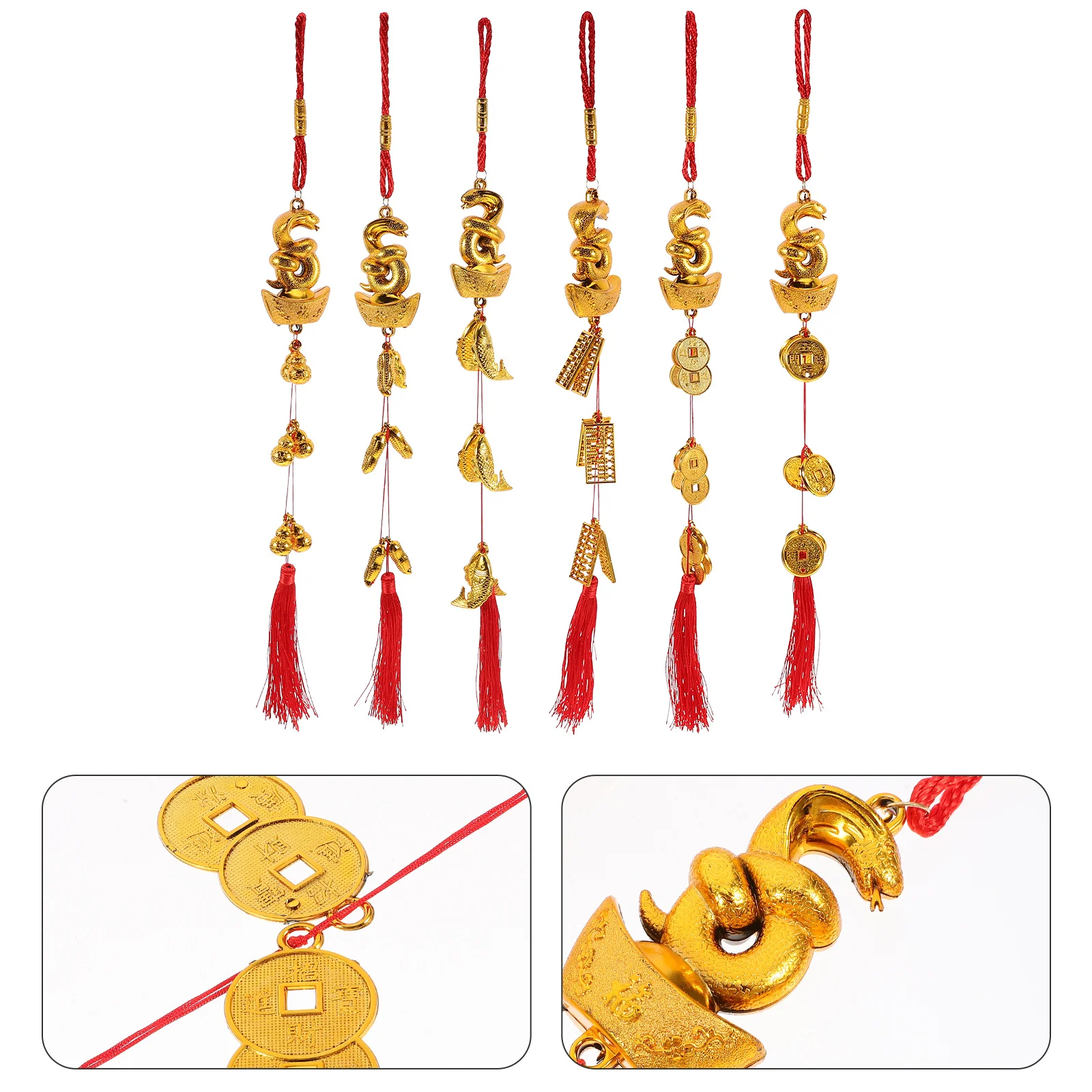 

6Pcs Spring Festival Snake Pendant Traditional Chinese Style Hanging Ornament Festive Tassel Decor for Home Office Car