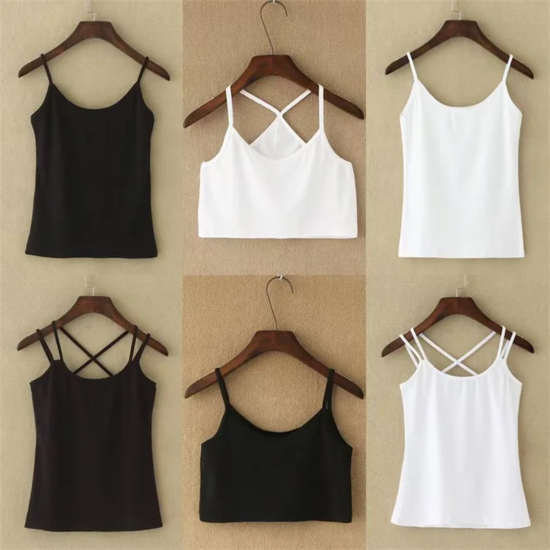 Summer Tops Women Sleeveless T-Shirt White Black Crop Top Lady Tank Tops Female Sleeveless Shirt Strapless Women's Tank Top