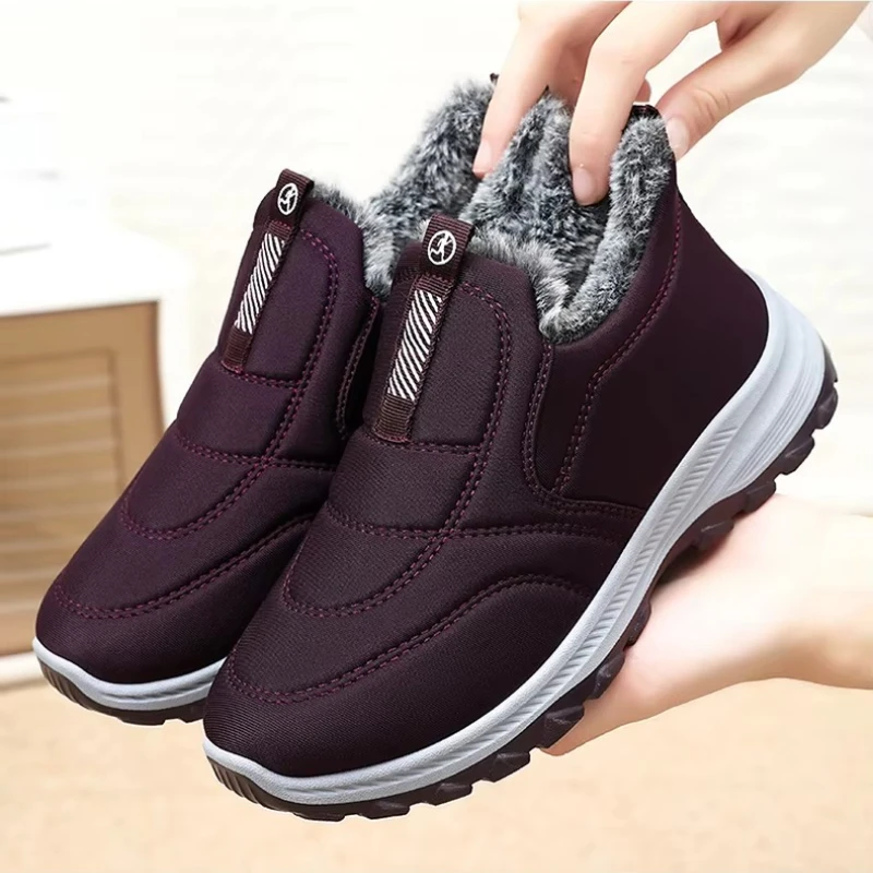 Winterstiefel für Damen, Outdoor-Schneestiefel, warme, leichte Baumwollstiefel, rutschfeste Wander- und Freizeitschuhe, bequeme Damen-Knöchelstiefel mit Fellfutter. – Detail 13