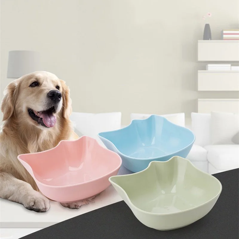 Cuenco de Material PP resistente a los mordedores para mascotas, cuenco de Color Macaron para perros, cuenco para gatos, vajilla de forma Linda Universal