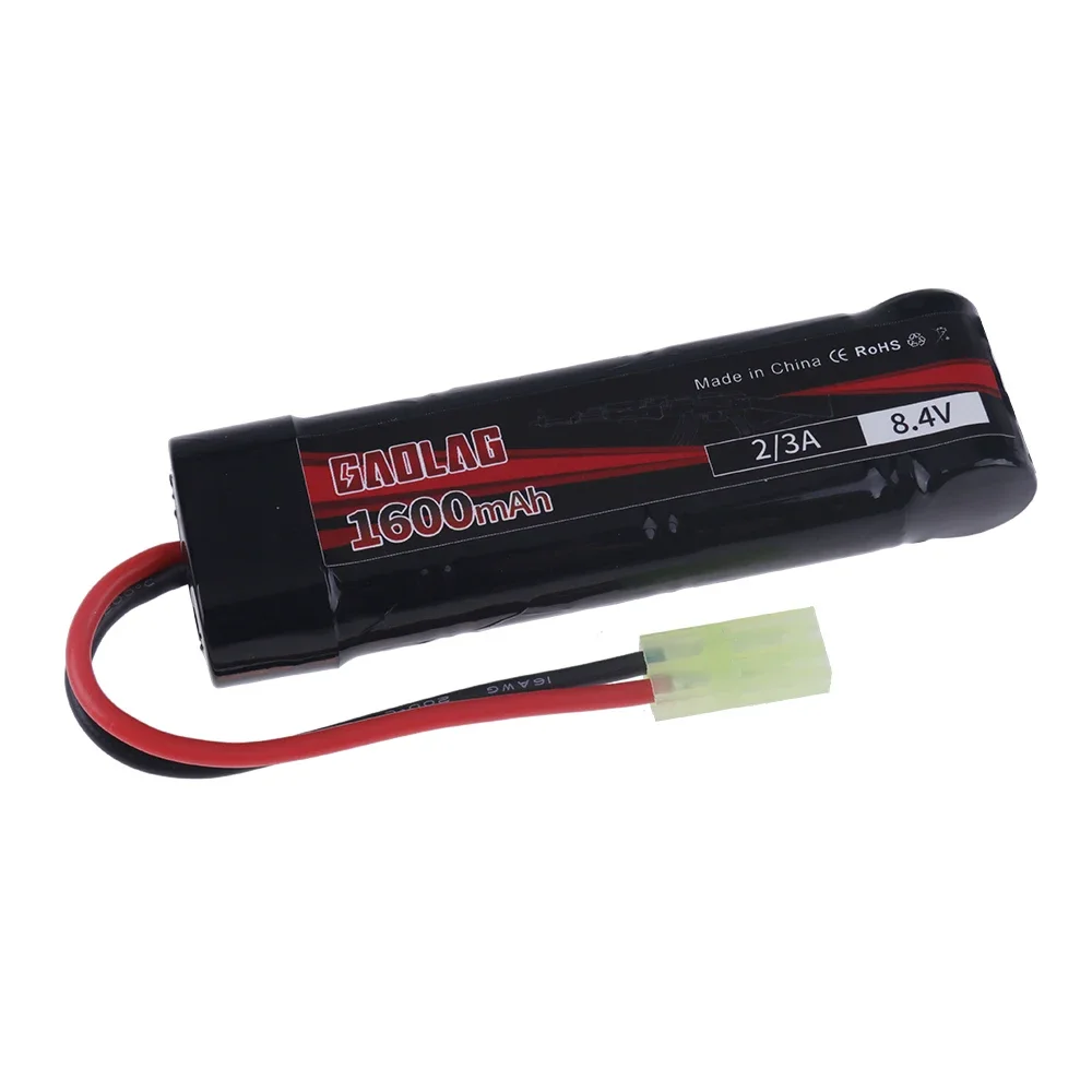 8.4V Airsoft Battery Flat Pack Batteries NiMH 1600mAh with Mini Tamiya Connector for Air Gun MP5 M60 Scar M249 M240B G36