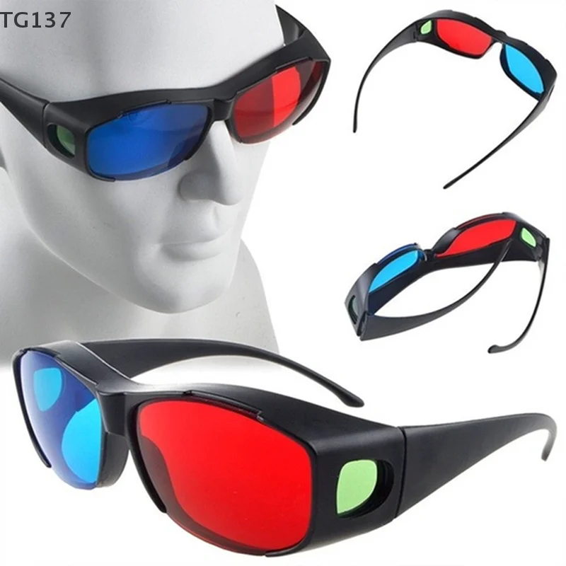 1Pcs Red Blue 3D Vision Glasses Black Frame For Dimensional Anaglyph TV Movie DVD Game