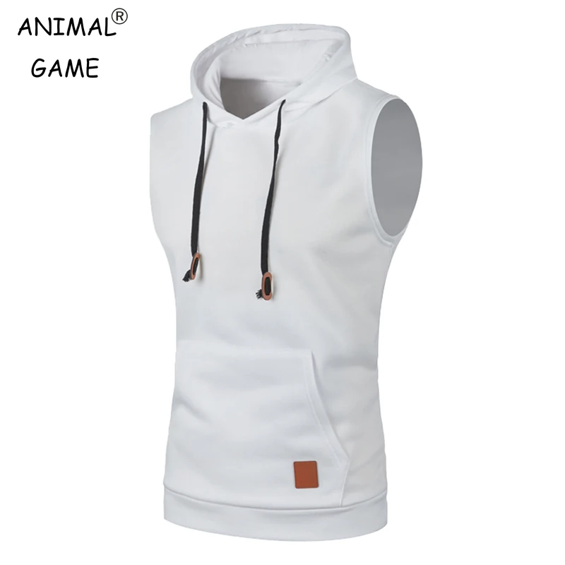 Mens Sleeveless Hoodies Fashion Casual Hooded Sweatshirt Men Bodybuilding Tank Top Sporting Shirt Waistcoat Vest Gym