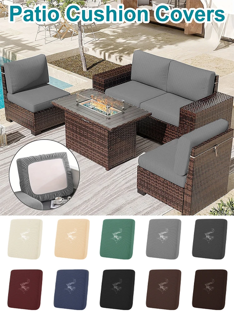 Wafel Jacquard Patio Sofa Cover Waterdicht Splash Polar Fleece Sofa Zitkussen Hoes Huis Tuin Decor Elastische Sofa Case - afbeelding 2