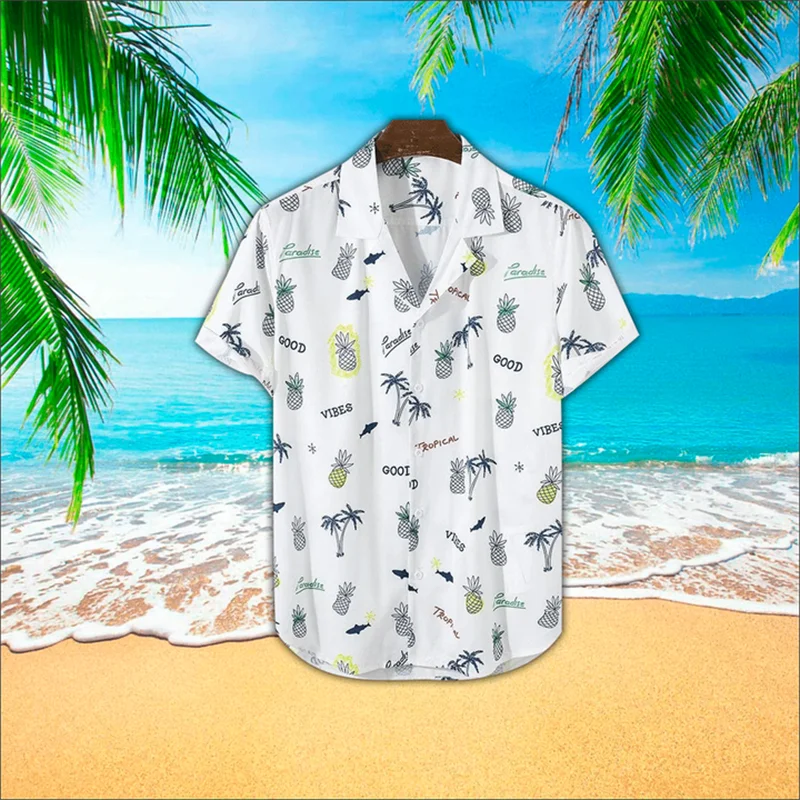 Ananas Obst Hawaii Hemden 3d gedruckt Hemden Männer Mode Blusen lässig Strand Camisas Sommer Männer Berufung Revers Shirt Top