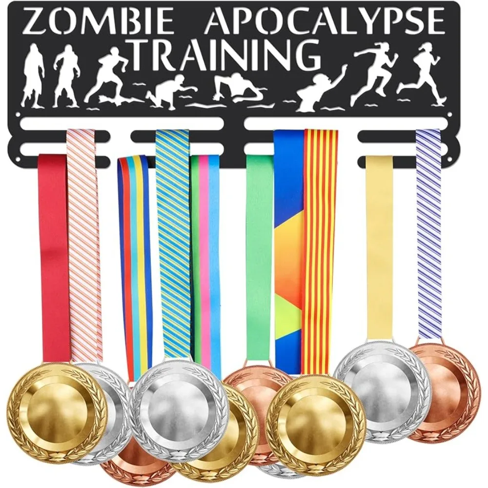 

Zombie Apocalypse Training Medal Hanger Display Funny Running Competition Medal Holder Frame Iron 40+ Medal Hook for Competition