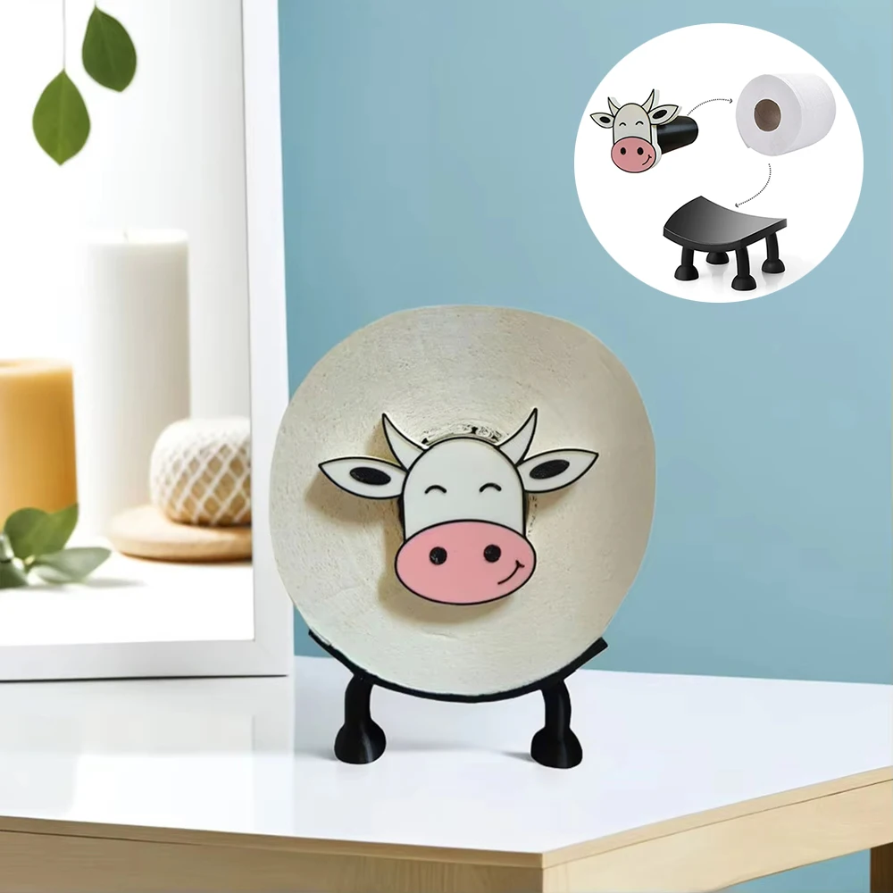 Black Cow Sheep Shape Toilet Roll Holder Resin Animal Roll Paper Rack Stackable For Home Bathroom Vanity Night Stands