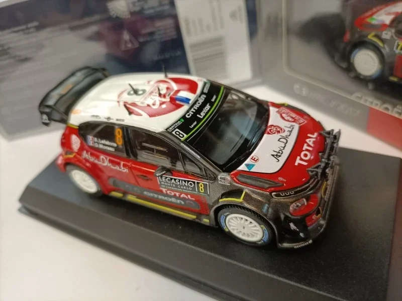 Modèle de voiture de course en alliage métallique moulé sous pression pour enfants, 1:43 cristaux en C3 WRC, haute simulation, collection de cadeaux jouets