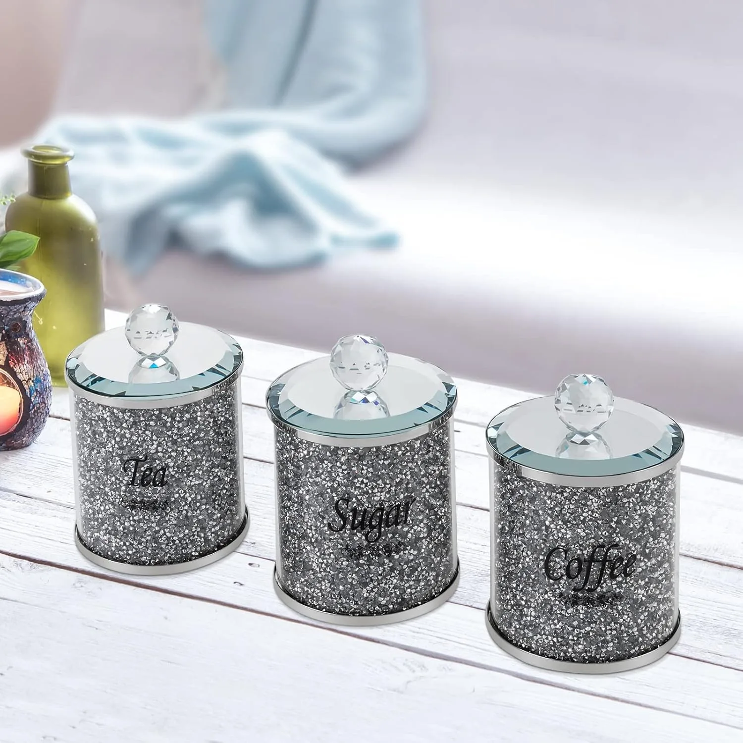 بيجونيابي 3er مجموعة ديامانتين بيهيلتر غلاسبيهيلتر جلاسفخس ميت ديكيل (10 * 14 سم / 4 * 5.5 بوصة)