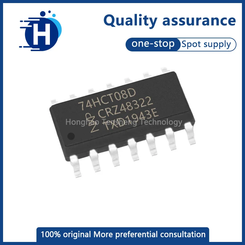 Original 74HCT08D, 653 package SOIC-14 quad 2 input with door, SMD logic chip