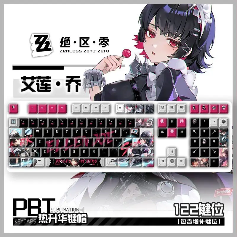 122 Keys Zenless Zone Zero Keycap Ellen Joe Cute Keycaps Game Anime PBT Cherry Profile for ANSI Aula Made68 Mad68 Wooting60