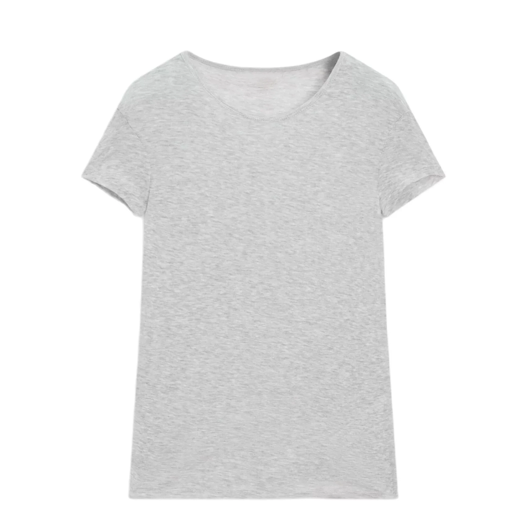 Cos Lris 2024 여성 라운드넥 반팔 티셔츠, 산뜻한 캐주얼, 단색 슬림, 여름