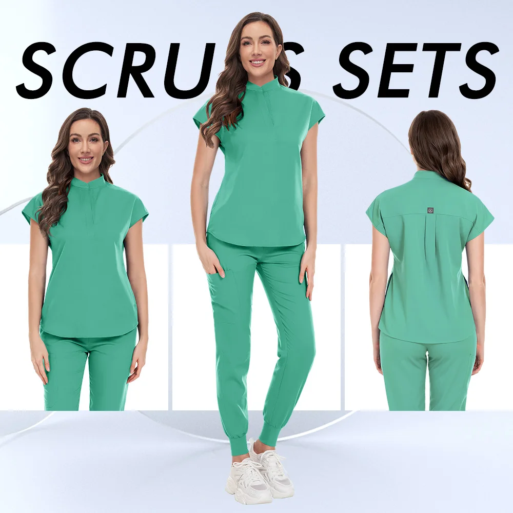 Niaahinn الزي الطبي عالي الجودة مستشفى معاطف للأطباء والممرضات الدعك مجموعات النساء ملابس التمريض طبيب الأسنان زي ملابس العمل السريرية