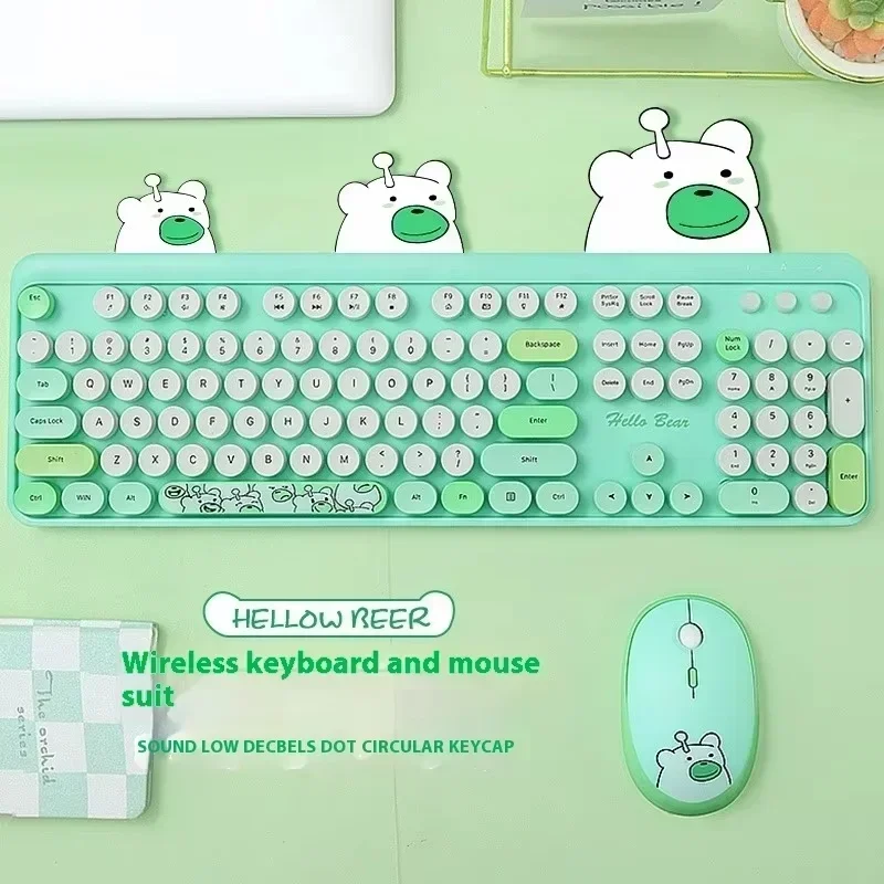 Wireless Keyboard And Mouse Set Suspended Keycaps For Girls Learning And Working High Beauty Cute Laptop