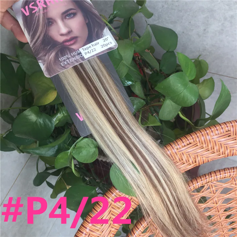 Vsrhair bant saç 50cm 60cm güçlü yapıştırıcı tutkal 2g 2.5g insan saç makinesi Remy bant saç ekleme