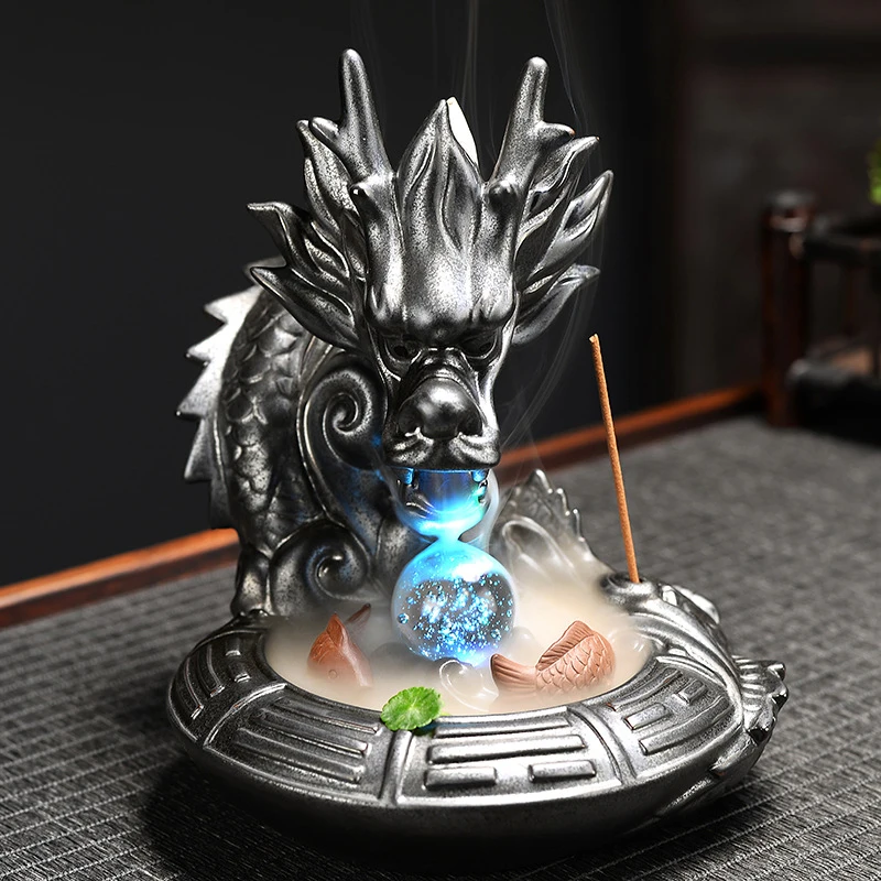 Zen-Style Backflow , Large Dragon Mascot Lamp Ornament, Ceramic Sandalwood , Agarwood Incense Burner