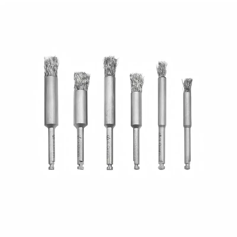 Precision Dental Titanium and Stainless Steel Wire Brushes for Implant Maintenance Cleaning and Surface Care Procedures