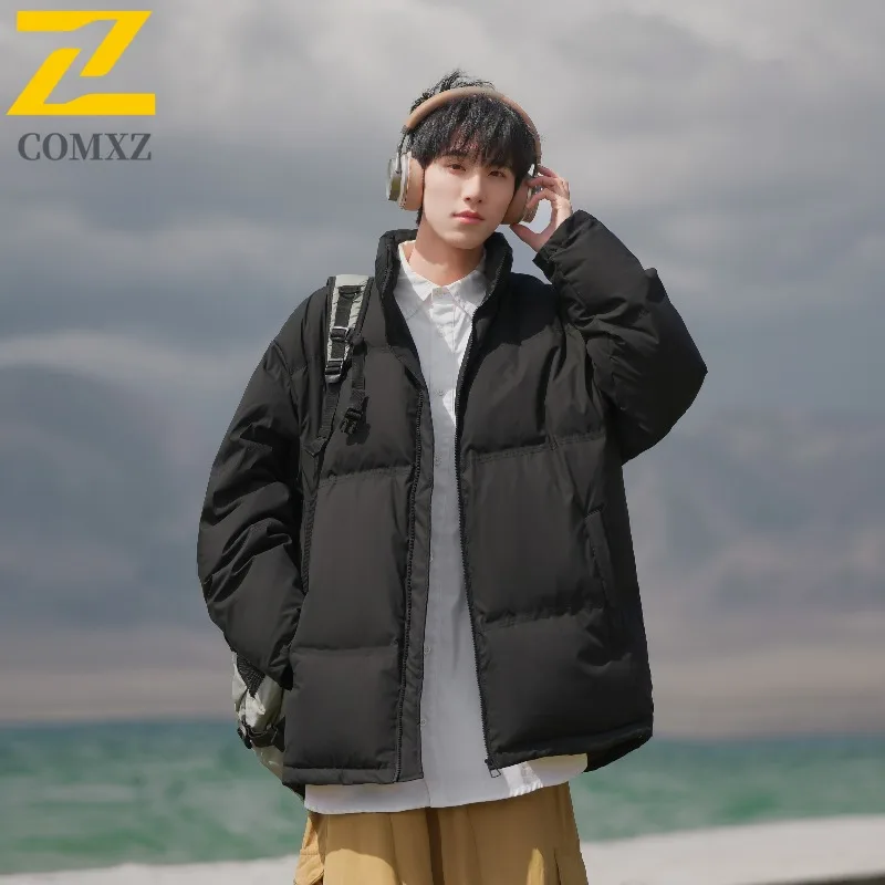 COMXZ Men Parker Coat Thickened Warm Ski Street Windproof Cold-Resistant Travel Cotton-Padded Jacket Loose Snow Puffer Jackets