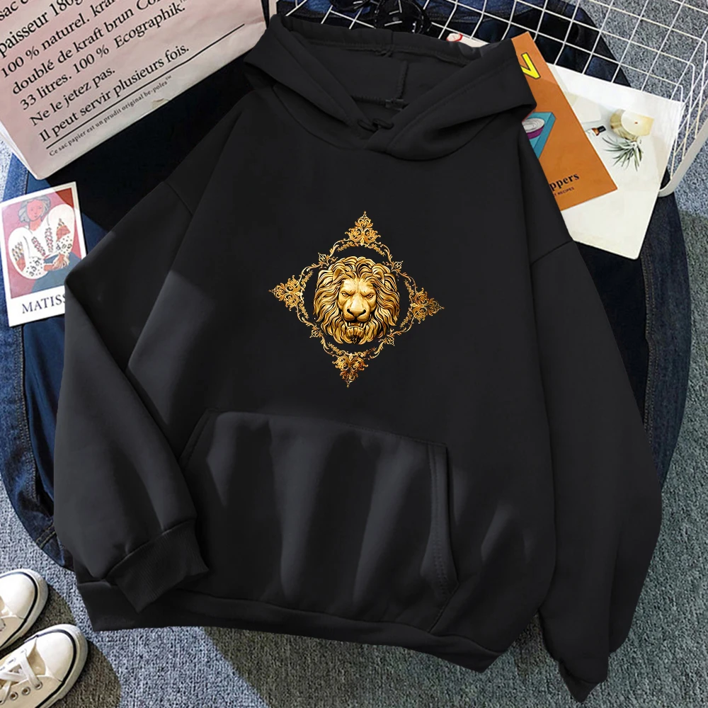 

New Lion Head Pattern Printing Hoodie Fashion Men's Street Casual Sports Shirt Men's O-neck Oversized Sweatshirt