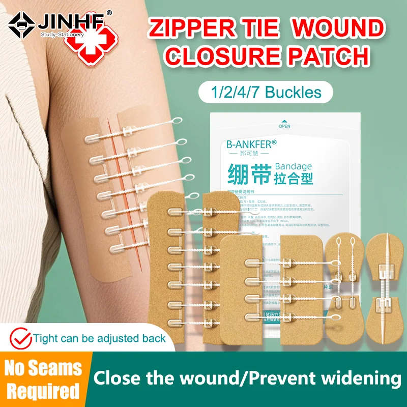 

Zipper Tie Wound Closure Patch Portable Quick Clot Wound Hemostatic Patch Wound Fast Without Suture Zipper Outdoor Band-Aid