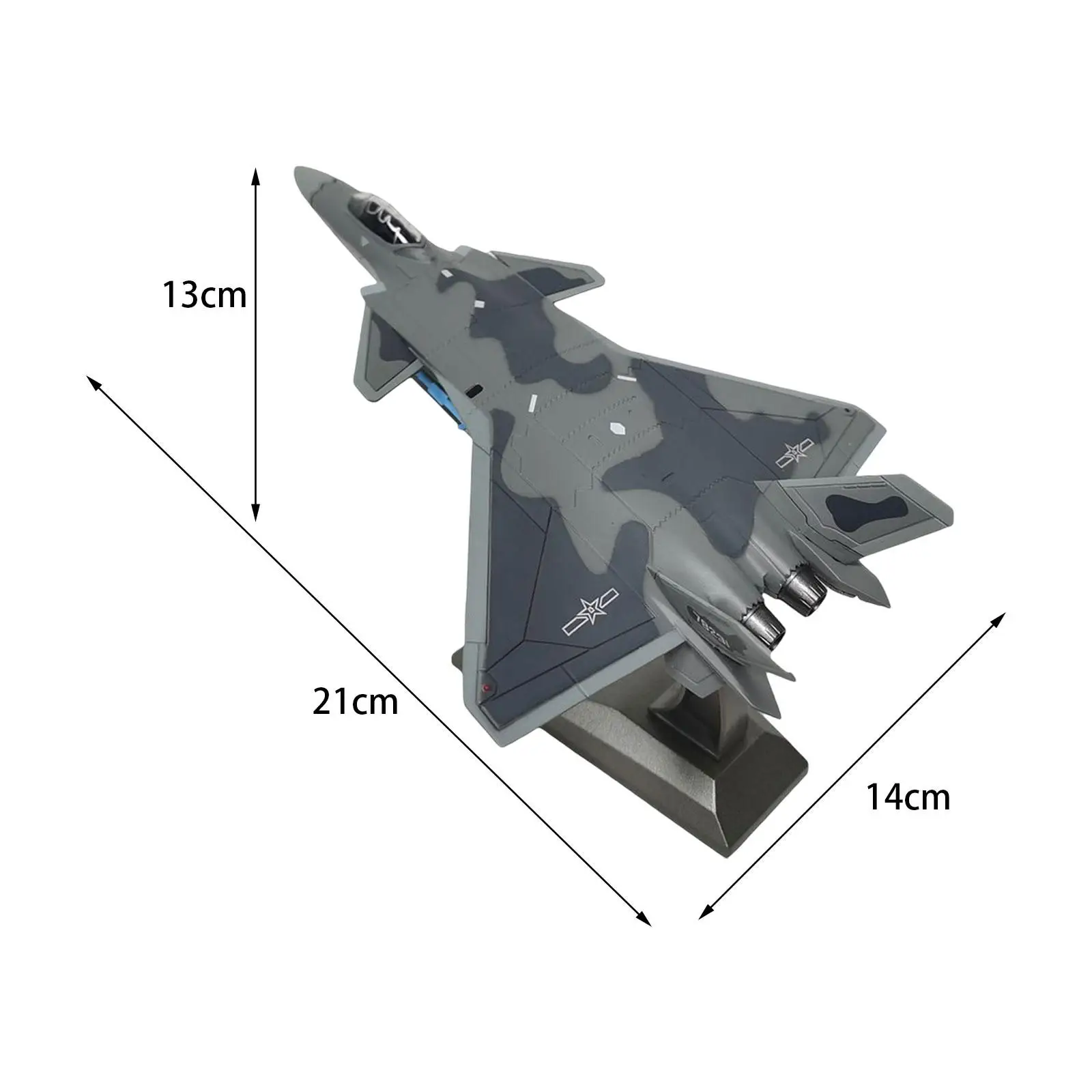 Modelo fundido para adultos presentes 1/100 J20 avião de combate com suporte para estante