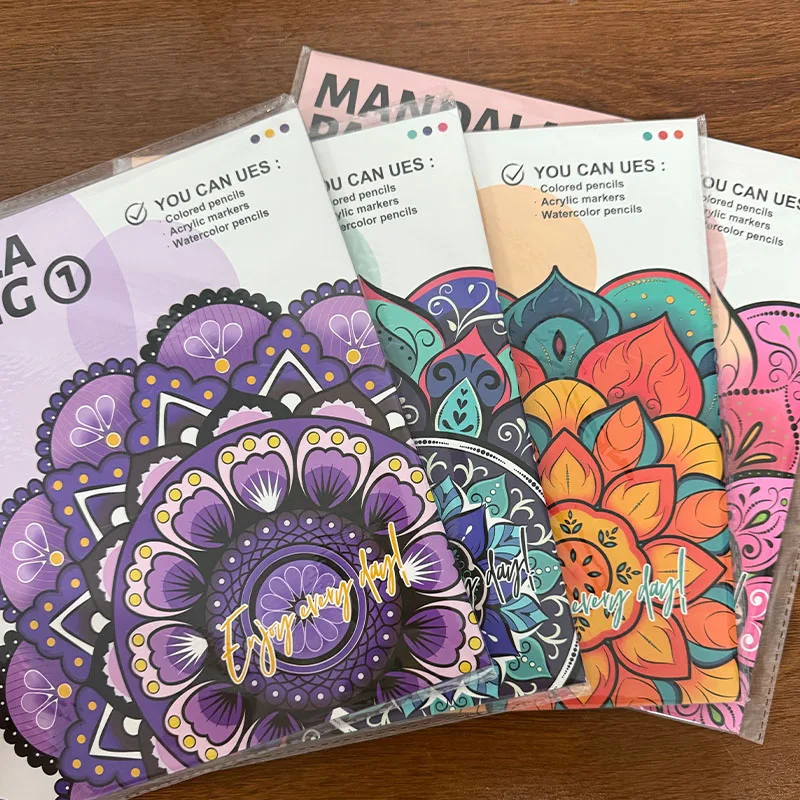 Feuilles de coloriage mandala pour adultes, lot de 12, 25×25 cm, papier d'art épais, pages de peinture pour soulager l'anxiété et la pleine conscience