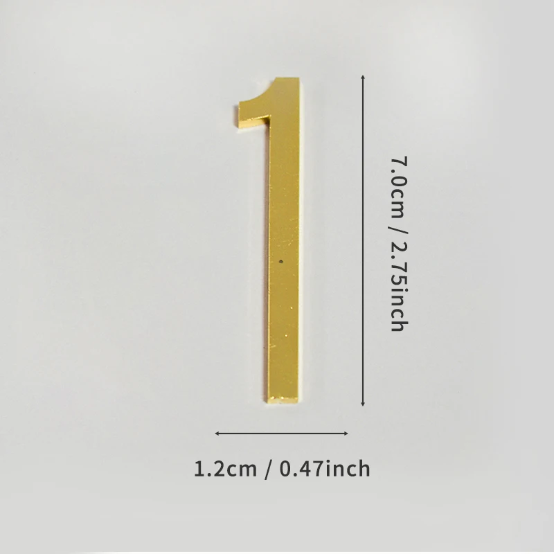 Goldene Türnummer mit selbstklebender Rückseite, 7 cm, Hausnummer aus Metall, Wohnungstürnummer für Outdoor, Hotel, Zuhause, Briefkastenetikett – Detail 8