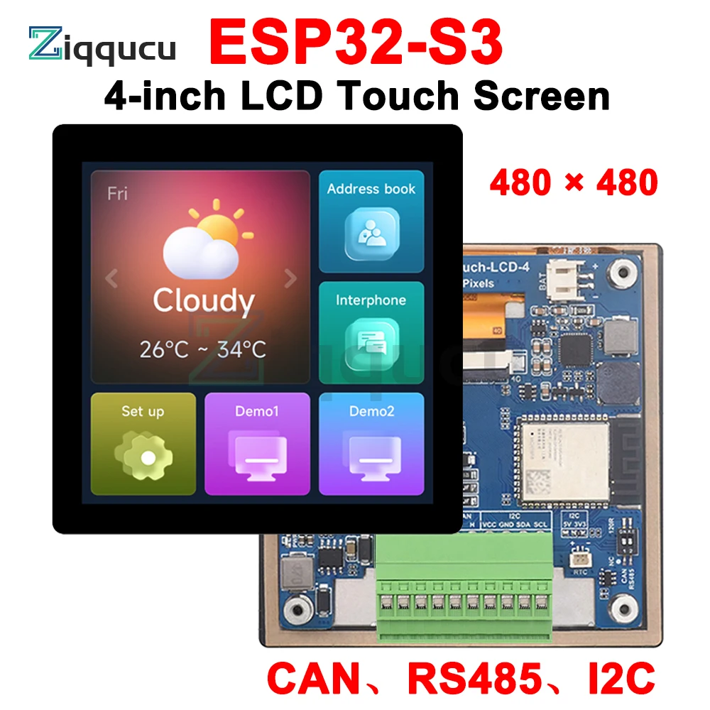 

ESP32-S3-Touch-LCD-4 ESP32-S3 4-inch LCD Capacitive Touch Screen 32-Bit LX7 Dual Core Processor Wifi Bluetooth Development Board