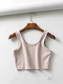 性感女士夏季露臍無袖短版棉質U領針織衫 6 最佳銷售 無袖露臍上衣 - №6