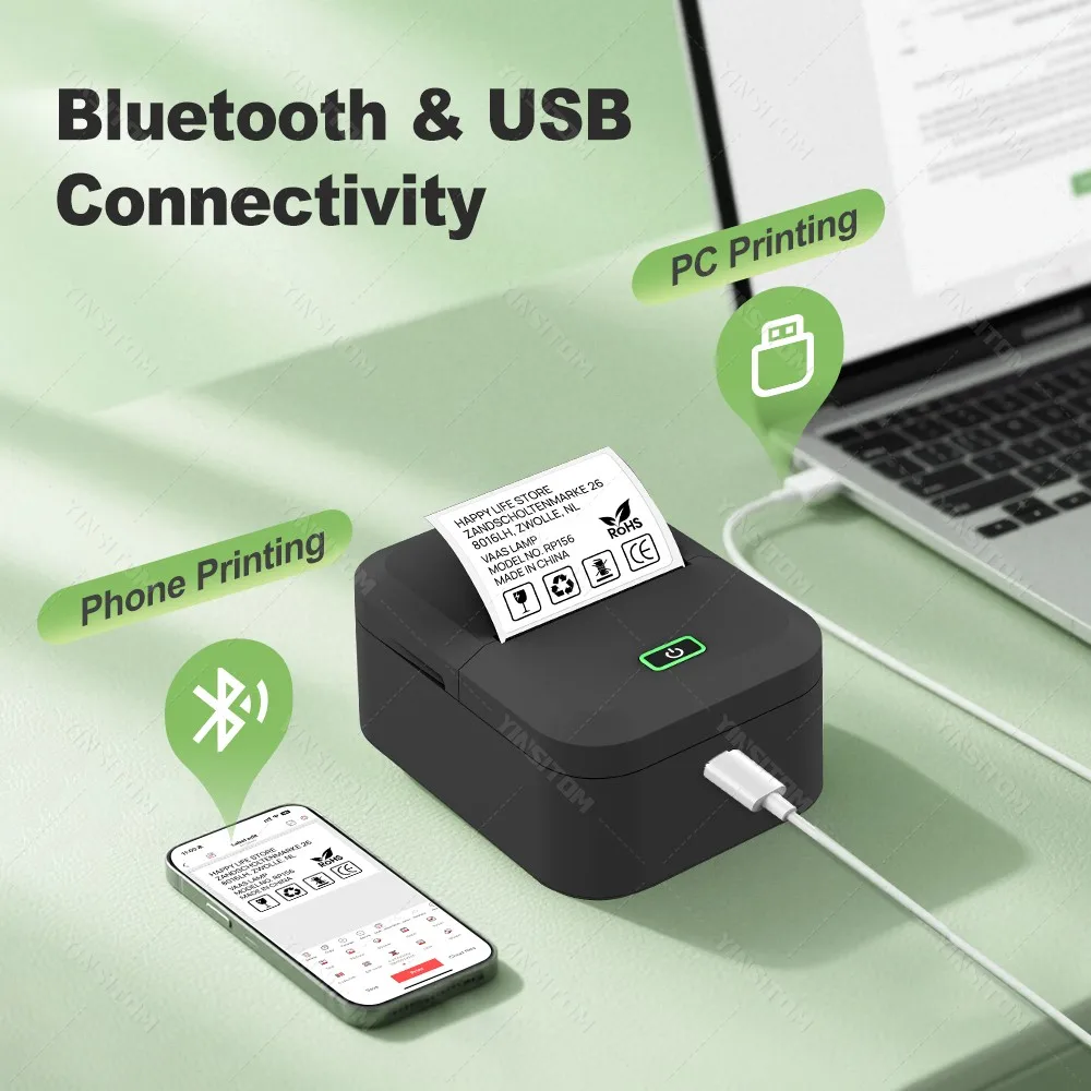 Support 12-50mm Width Mini Thermal Label Printer Self-adhesive Paper Portable Inkless Printer Bluetooth Sticker Tag Label Maker