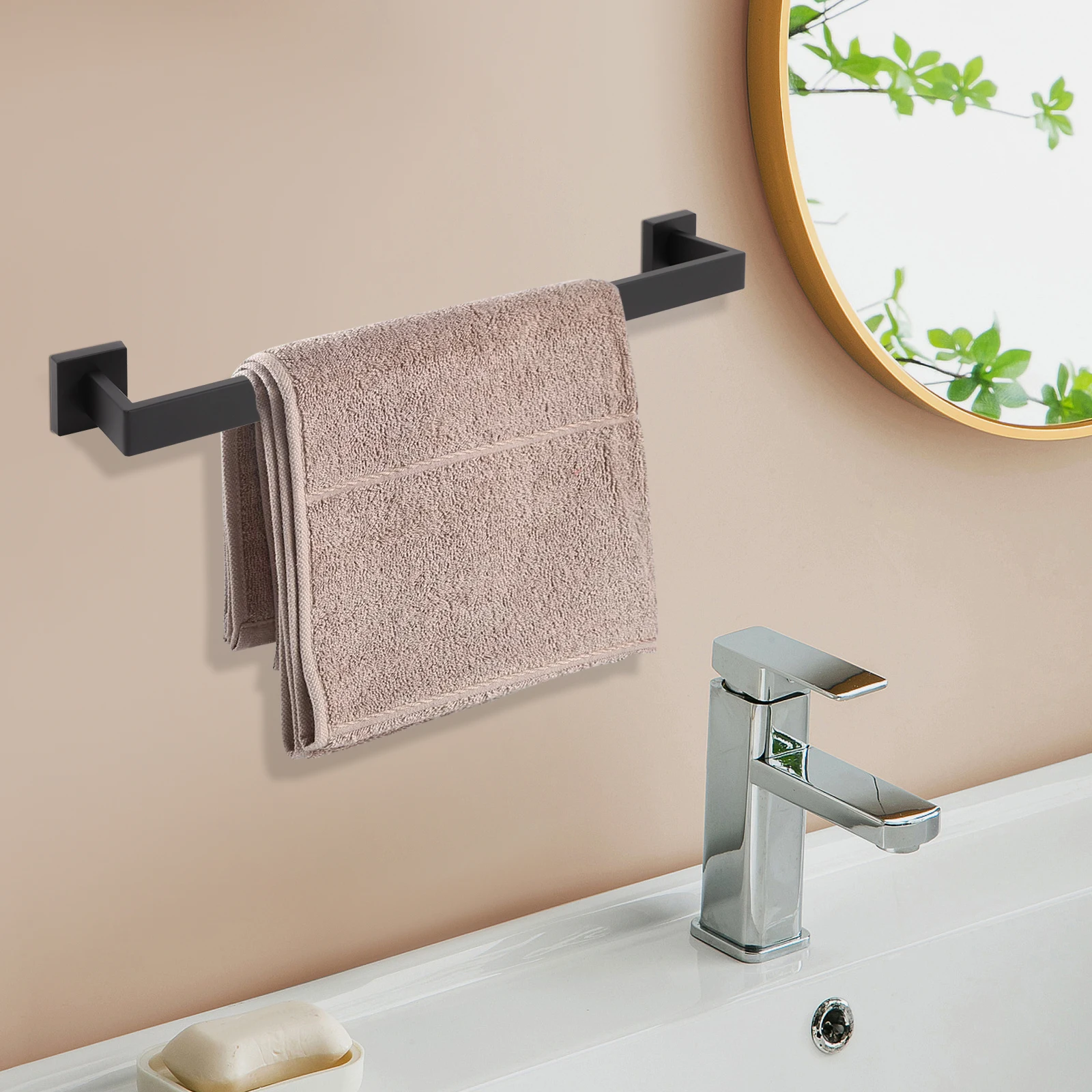 

15PCS Black/Silver 201 Stainless Steel Bathroom Set Wall Mounted Towel Bars Hooks Rings Paper Holder Modern