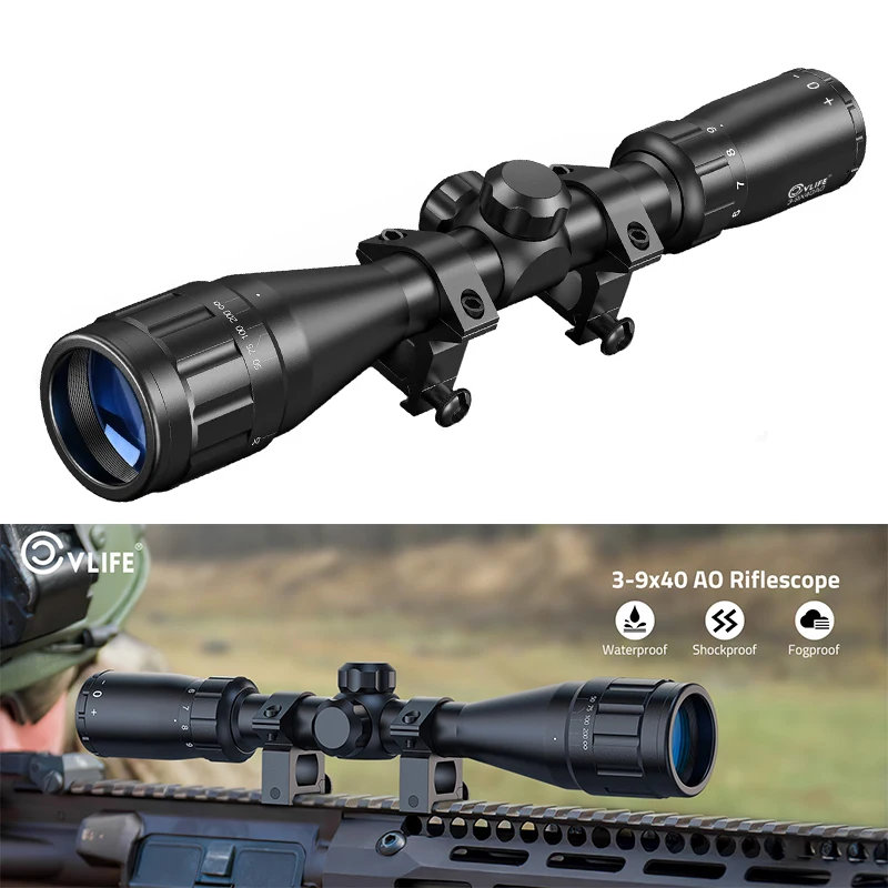 

CVLIFE 3-9x40 AO Rifle Scope Optics Sights R4 Reticle Crosshair Riflescope for 11mm Dovetail or 20mm Picatinny Rail Mount